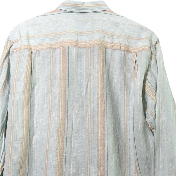 Tommy Bahama Shirt Mens XL Linen Blue White Stripe Button Up Long Sleeve - Picture 5 of 7